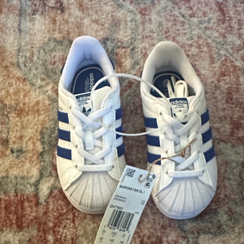 Adidas Kids Superstar Sneakers - White and Blue